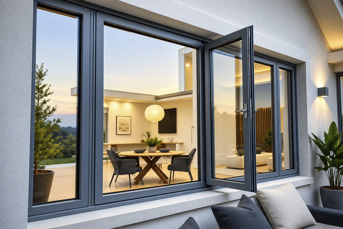 Bright room with large windows